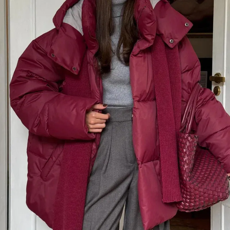Women Thicken Hooded Down Overtised Cotton Jacket Fashion Long Sleeve Lapel Women's Coat 2024 Winter Lady Warm Commute Overcoat
