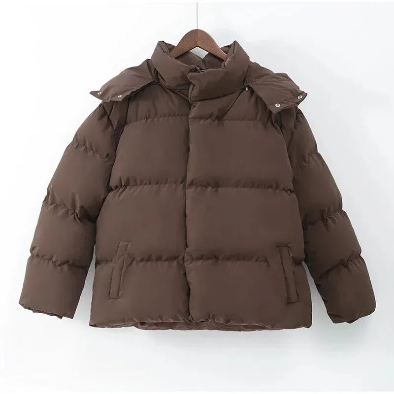 Women Thicken Hooded Down Overtised Cotton Jacket Fashion Long Sleeve Lapel Women's Coat 2024 Winter Lady Warm Commute Overcoat