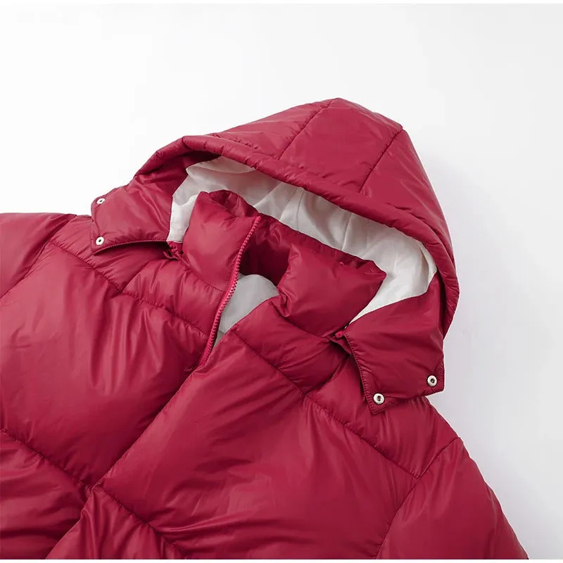 Women Thicken Hooded Down Overtised Cotton Jacket Fashion Long Sleeve Lapel Women's Coat 2024 Winter Lady Warm Commute Overcoat