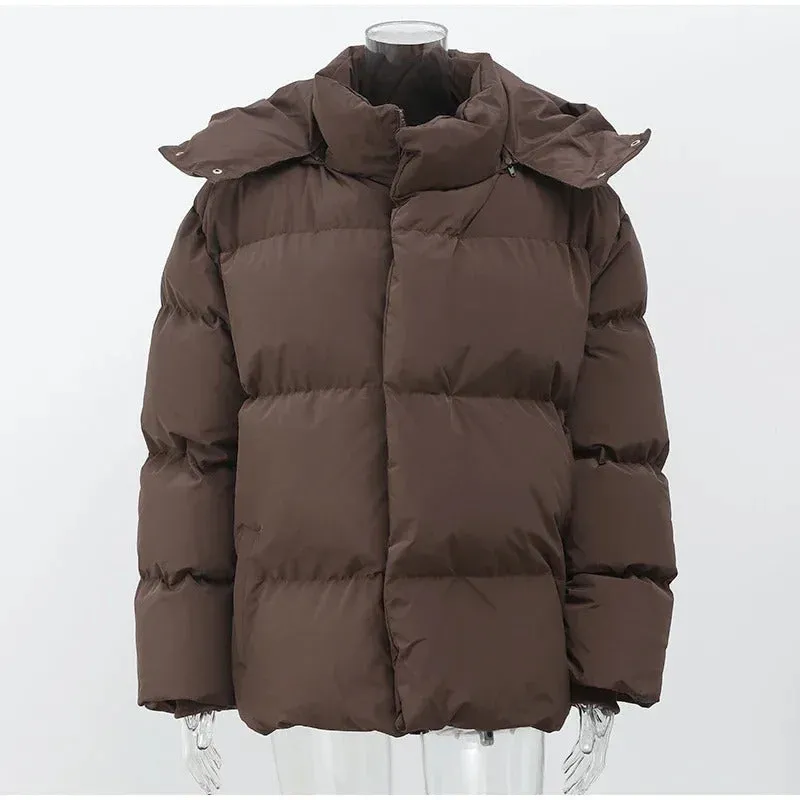 Women Thicken Hooded Down Overtised Cotton Jacket Fashion Long Sleeve Lapel Women's Coat 2024 Winter Lady Warm Commute Overcoat
