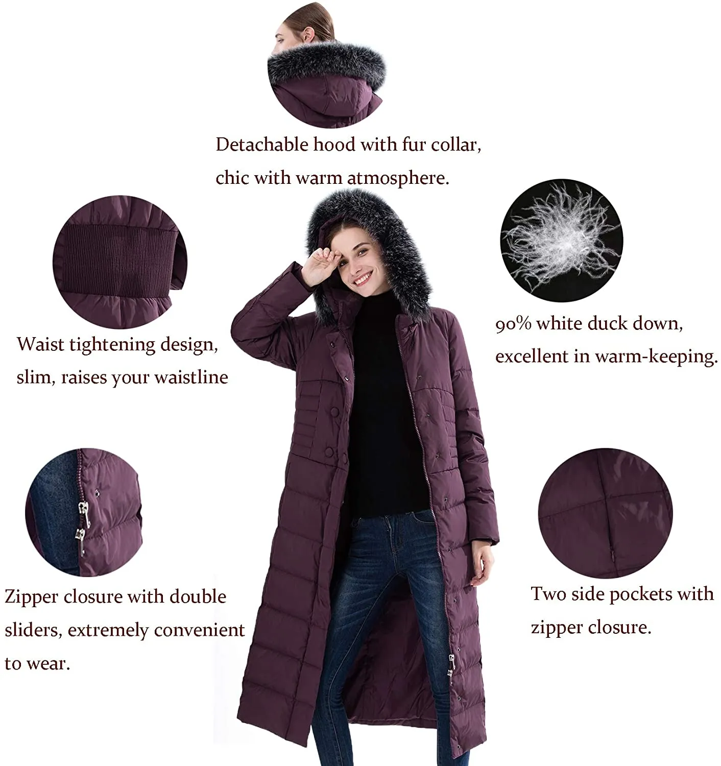 Women's Hooded Thickened Long Down Jacket