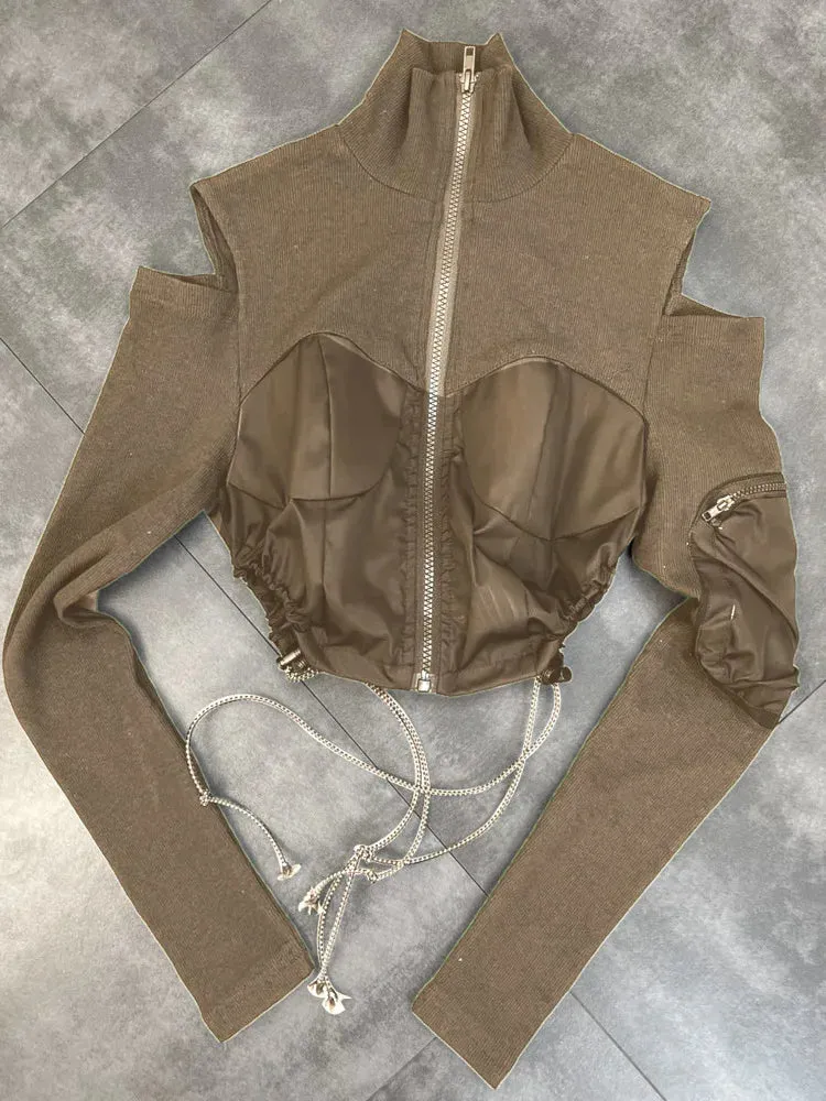 Women's New Off Shoulder Cropped Knitted Sweatshirt