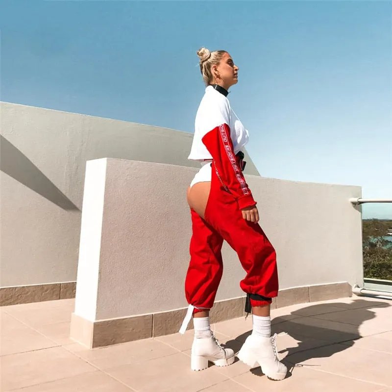 Women's Summer Ankle-Length Hollow Out Loose Cargo Pants