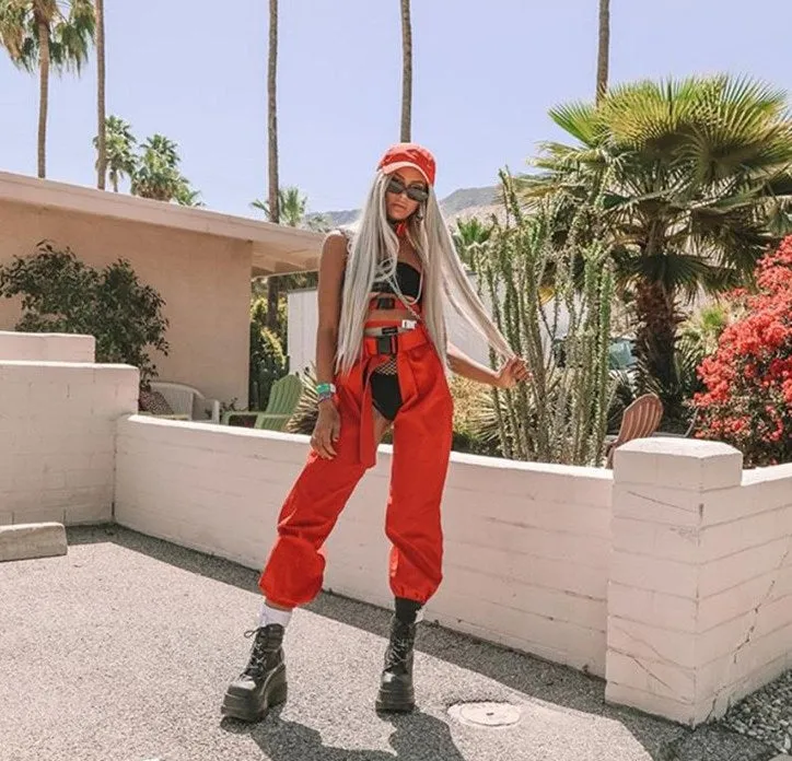 Women's Summer Ankle-Length Hollow Out Loose Cargo Pants