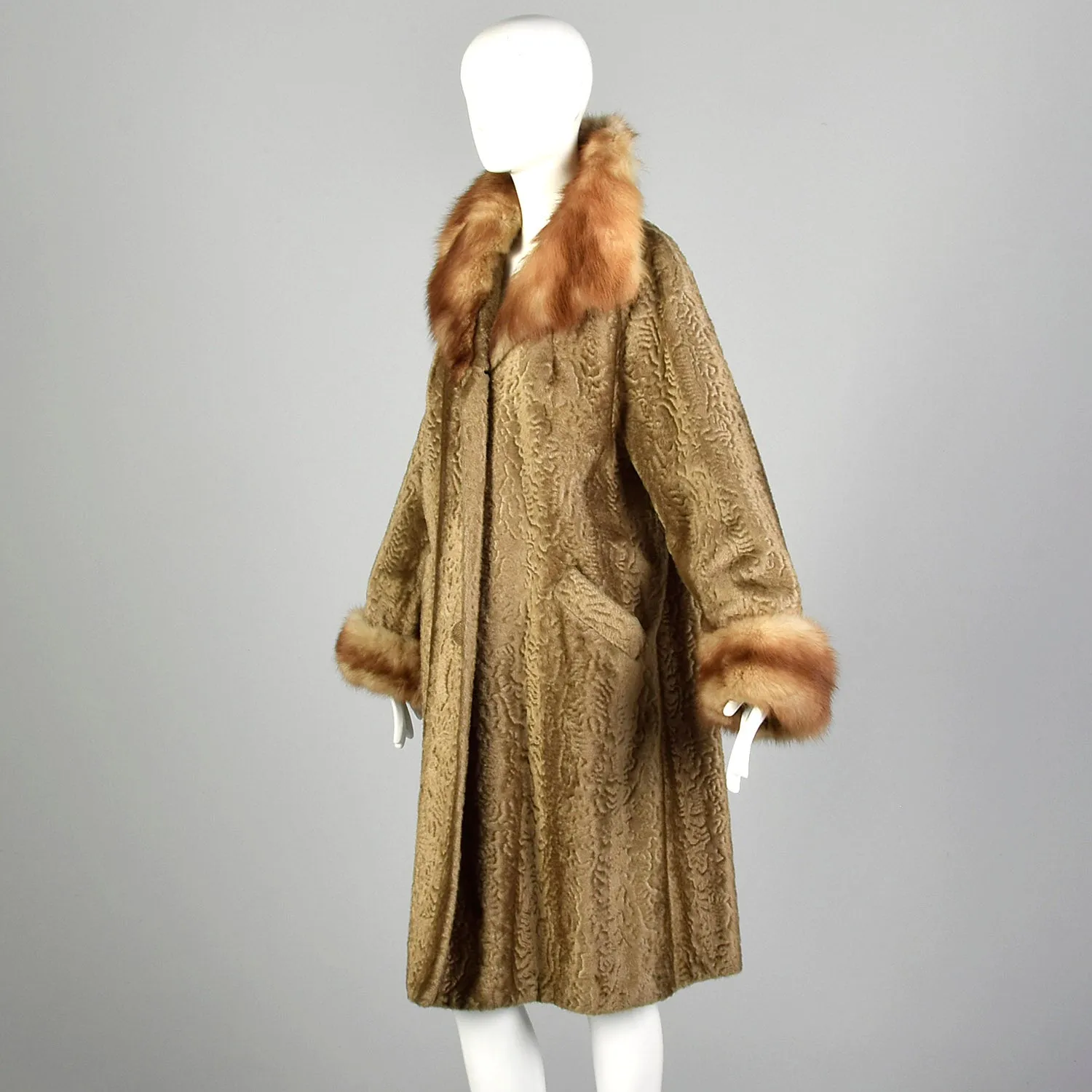 XL 1950s Faux Fur and Real Fur Coat