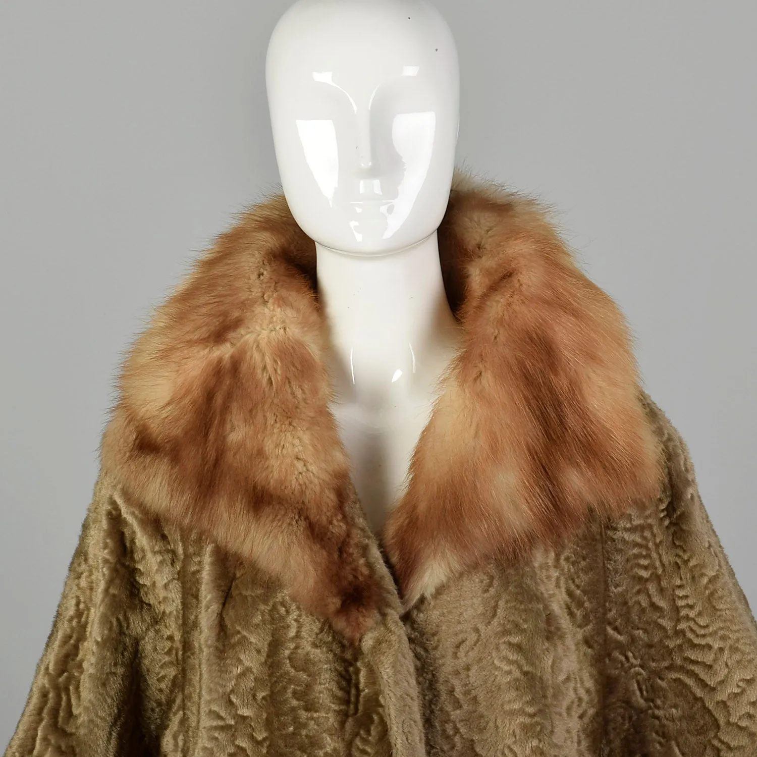 XL 1950s Faux Fur and Real Fur Coat