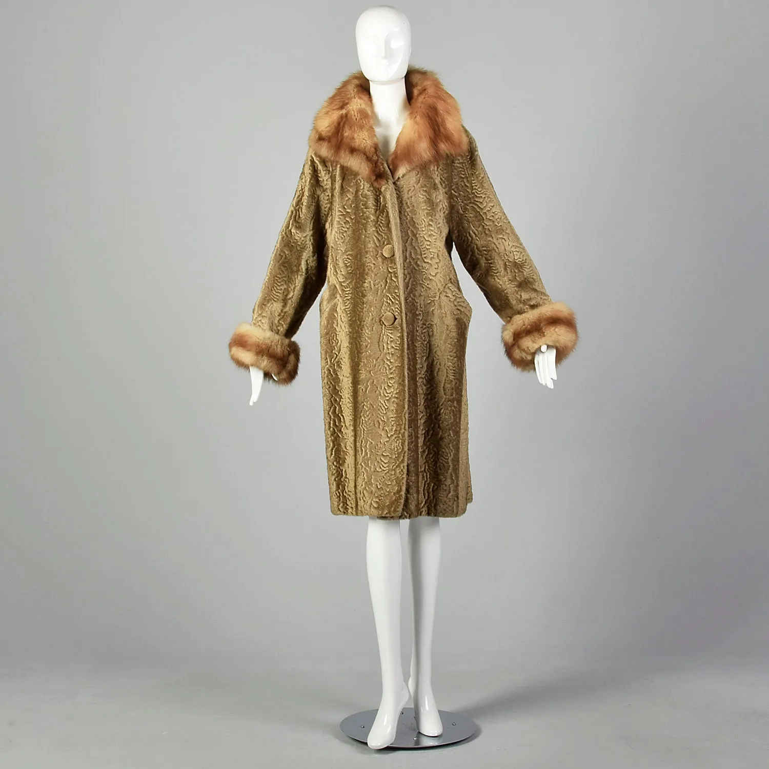 XL 1950s Faux Fur and Real Fur Coat