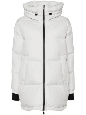 zip-up hooded down coat